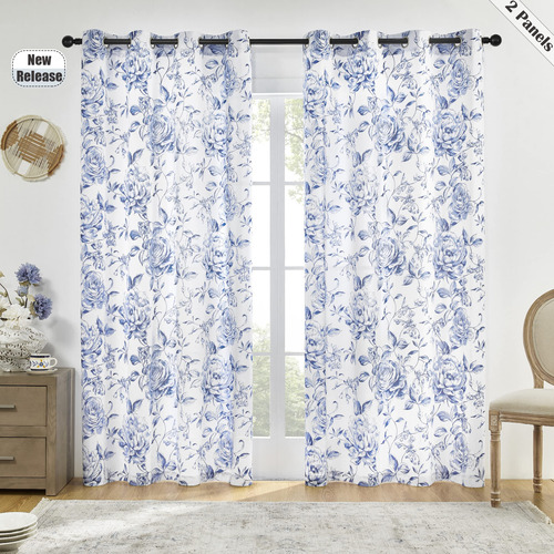 Beauoop Cortina Bohemia Tela Filtrante Luz Floral 84  Largo