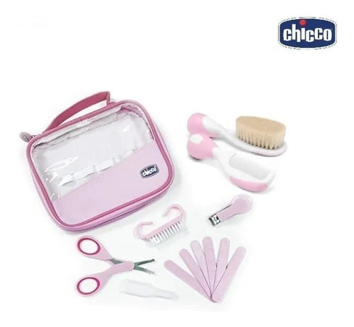Imagen 4 de 8 de Set Cuidado Higiene Chicco Peine Cepillo Alicate Rosa/celes