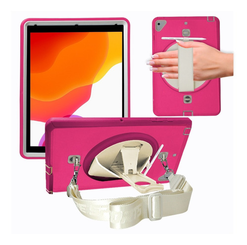 Funda Para iPad 10.2 7 Gen 2019 A2197 Uso Rudo Mica Correa