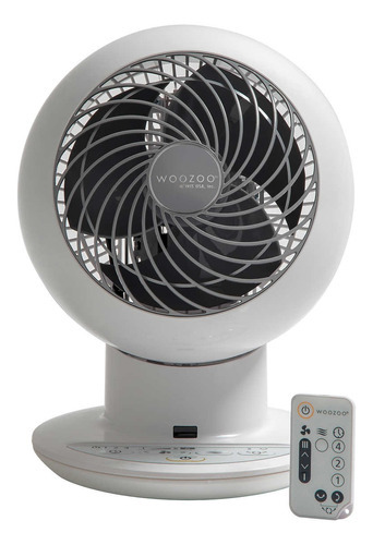 Ventilador multidireccional Woozoo de 5 velocidades con marco, control de color, color blanco de las aspas, color gris, diámetro 21 cm, 110 V