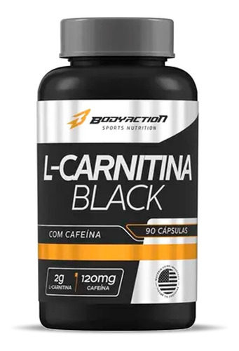L Carnitina Black 2g C/ Cafeína 120mg 90 Cápsulas Bodyaction Sabor Sem sabor