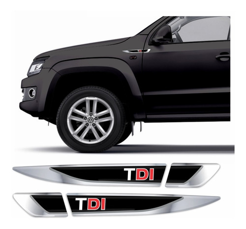 Adesivo Emblema Volkswagen Vw Amarok Tdi Resinado Cromado Aplique Lateral Carro Res25