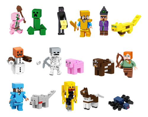 Figuras Minecraft Steve Creeper Alex Ender Set De 29 Piezas