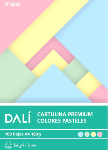 Cartulina Premium A4  Pastel 180g X 100 H. Papelería Bonita