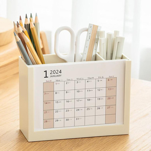 Calendário De Mesa 2024, Plano E Programação Com Branco