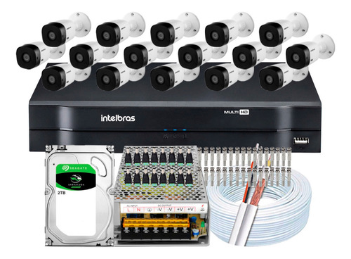 Imagem 1 de 5 de Kit Cftv 16 Câmeras Segurança Intelbras Full 1220 B 1116 2tb