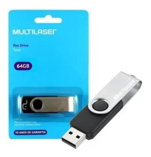 Pendrive Twist Preto 64gb Multilaser