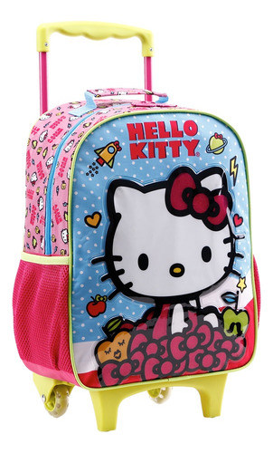 Mochila Escolar Com Rodinhas 16 Poleg Hello Kitty Cor Rosa Desenho Do Tecido Liso