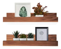 Comprar Kit 2 Repisa Estante Biblioteca Especiero Madera 60cm Color Cedro