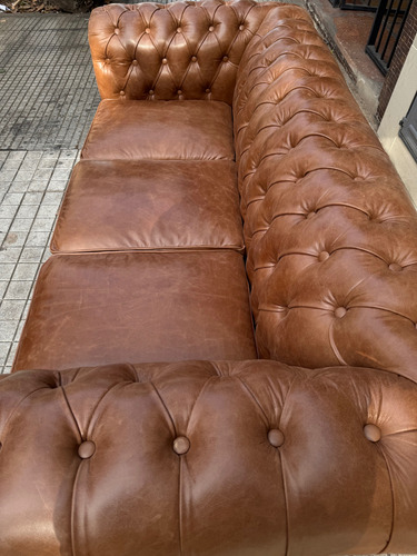 Sillón Sofá Rústico Kreart Premium Cuero Vacuno Real Tierra Cuero Quebrado