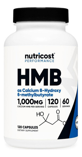 Suplemento Hmb 1000mg De Calcio 120 Cápsulas Nutricost Sabor Sin Sabor