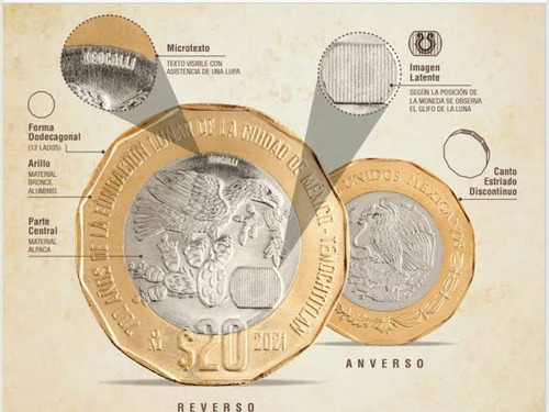 Moneda 700 Años De La Fundacion Lunar De La Ciudad De México