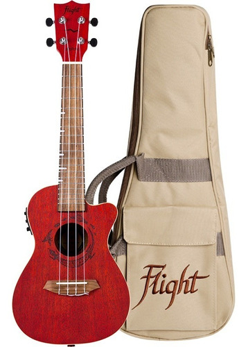 Ukelele Electroacustico Flight Duc 380 Ceq Coral Con Funda