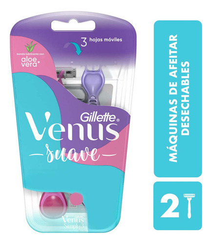 Venus Suave Rastrillo Desechable Con Aloe Vera 2 Unidades