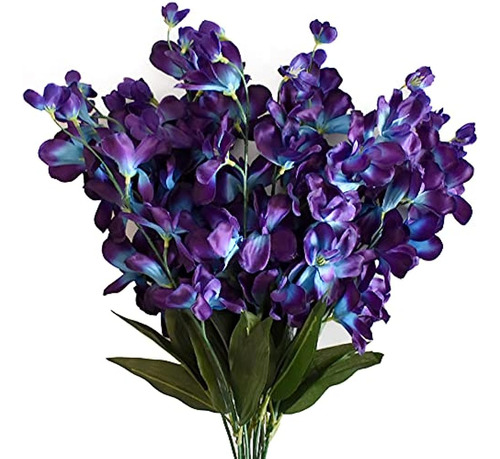 Hokpa 27'' Orquídeas Artificiales Tallos Púrpura Azul Seda T