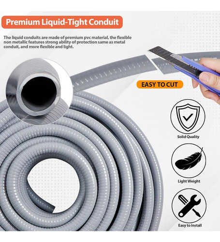Conduit Liquitight 100 Ft Y Kit De 10 Piezas De Conecto...