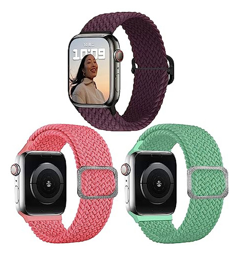 3 Pack Braided Stretchy Strap Compatible Apple Watch Ban