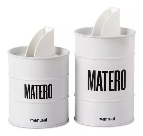 Set Matero Yerbera Azucarera Kit Latas Barril Azucar Yerba Blanco