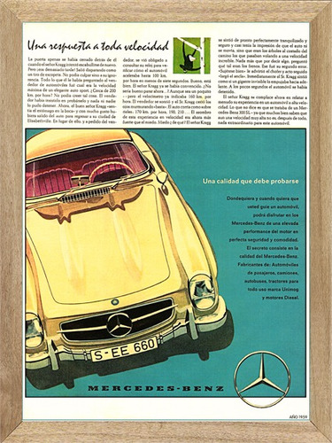 Mercedes Benz 1959, Cuadro, Poster, Publicidad, Auto   L238