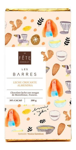 Leche Almendra Crocante 34% Cacao Barra 100g La Fête Chocola