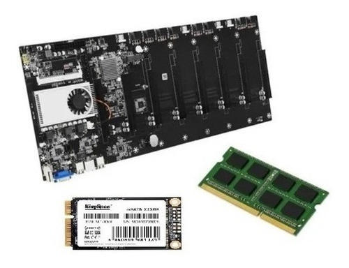 Placa Mãe Mineradora Mineração 8 Pcie Processador Embutido Cor Preta