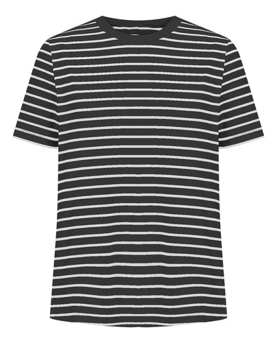 Camiseta De Manga Corta Con Cuello Redondo Y Rayas De Verano