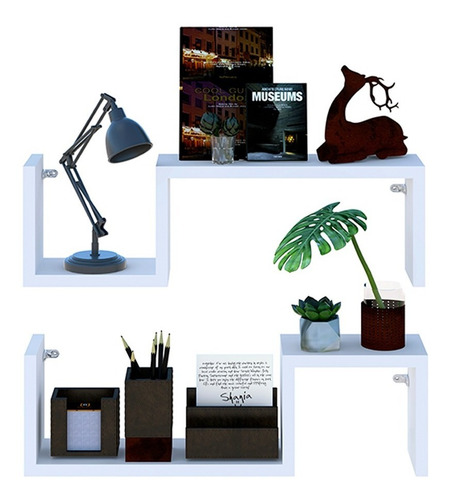 Imagem 1 de 3 de Kit 2 Nicho Zig Zag 50x15x10p Decorativo Mdf Branco
