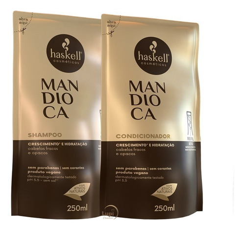 Refil Haskell Mandioca Shampoo Condicionador 250ml Kit