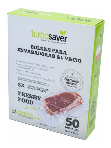 Imagen 1 de 9 de Bolsas Para Envasadora Al Vacío Turbosaver 50 Unid. 22x30 Cm