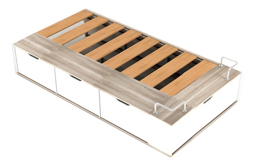 Cama Juvenil 1 Una Plaza 1/2 3 Cajones Y Zapatero Laqueados