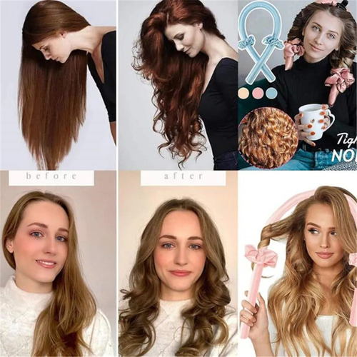 Rizador De Cabello Sin Calor + 2 Collets + Gancho Genieka