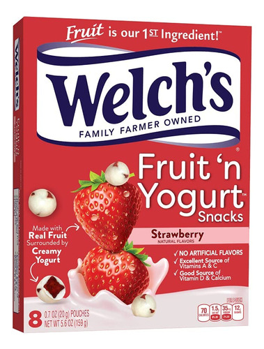 Welchs Fruit N Yogurt - Aperitivos De Fruta De Fresa, 8 Unid