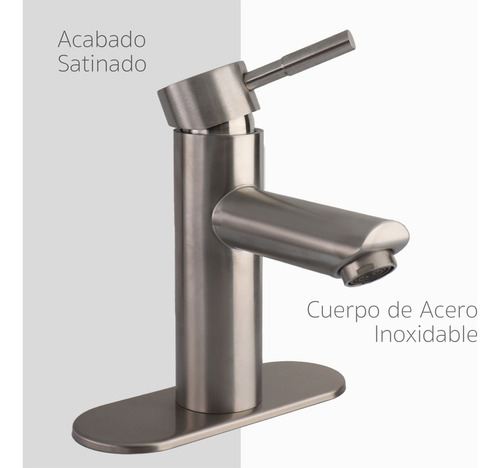 Monomando Grifo Para Lavabo Baño Mezcladora Inoxidable Acabado Brillante Color Plateado