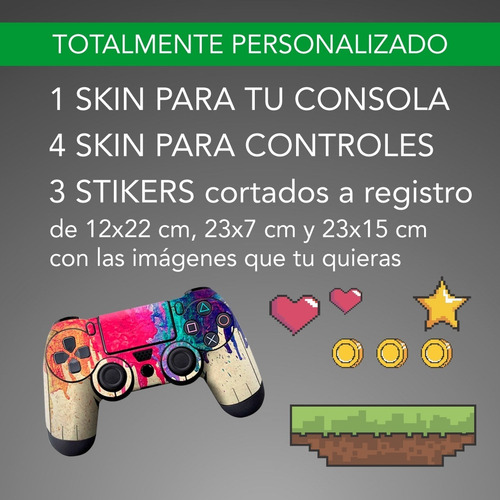Ps4 Skins Personalizadas Consola + 4 Skin Controles. Stikers Color Multicolor