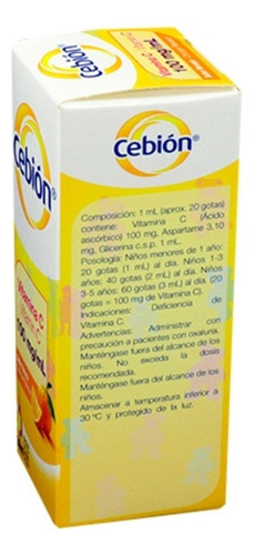 Cebión Gotas 100 Mg Caja Con Frasco De 30 Ml - Sabor Naranja