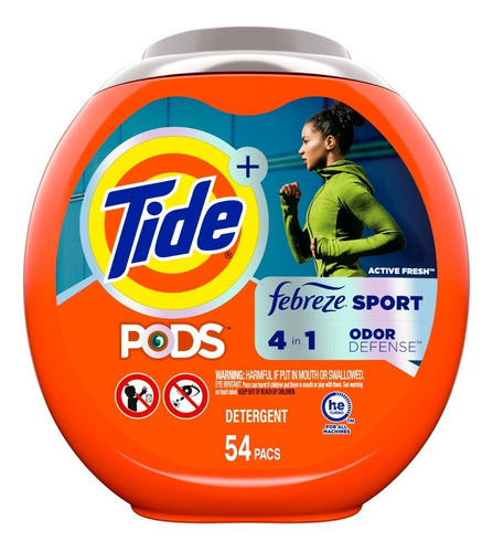 Imagen 1 de 5 de Detergente En Cápsulas Tide Pods Sport Con Febreze 54u