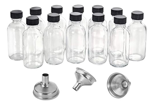 12 Botellas Pequeñas De Vidrio Transparente De 2 Onzas Con T