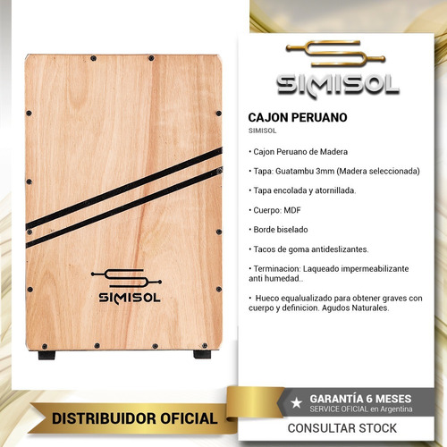 Imagen 2 de 8 de Cajon Peruano Profesional Simisol Percusion + Funda Mochila
