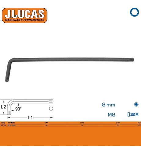 Imagem 3 de 3 de Chave Multidentada Estriada Longa 8mm Homocinética Vw Gedore