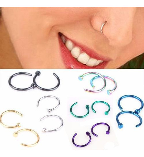 Piercing Nariz Argola Falso Fake - 2 Pretos