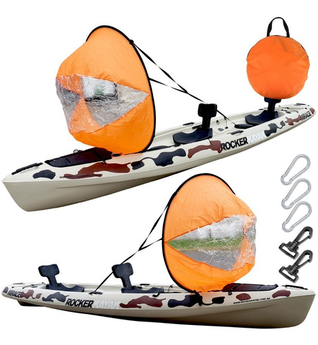 Imagen 8 de 10 de Vela Kayak Sail 118 Cm Bolso Canoa Kayak Tabla Sup Inflable