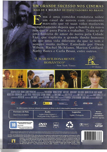 Dvd Woody Allen Meia Noite Em Paris Estandar (Usado)