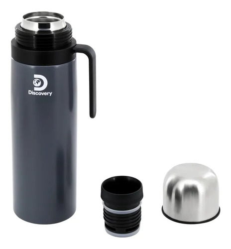 Termo De Acero Discovery Media Manija 1 Litro Pico Cebador Gris