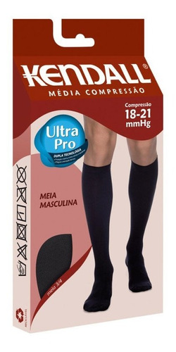 Meia Kendall Alta Compressão 3/4 Masculina Preta M