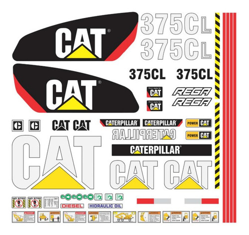 Calcomanías Caterpillar 375cl Con Preventivos Originales