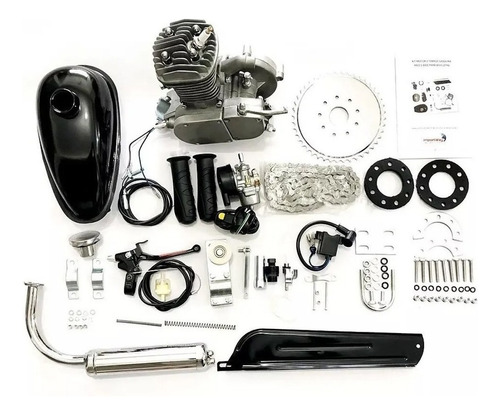 Kit Motor 2 Tempos 80cc Gasolina Para Bicicleta Prata - Importway