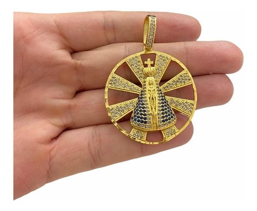 Dije Nuestra Señora Aparecida Bañado En Oro 18k