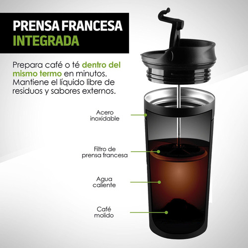 & Termo For Cafe Con Prensa Francesa Taza Termica Redlemon