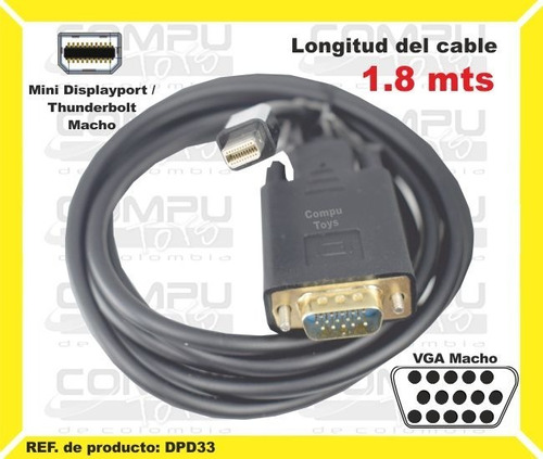 Cable Thunderbolt Mini-dp Vga 1.8m Ref: Dpd33 Computoys Sas