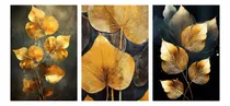 Comprar Cuadro Hojas Dorado Abstracto Plantas Moderno 120x60 Cm